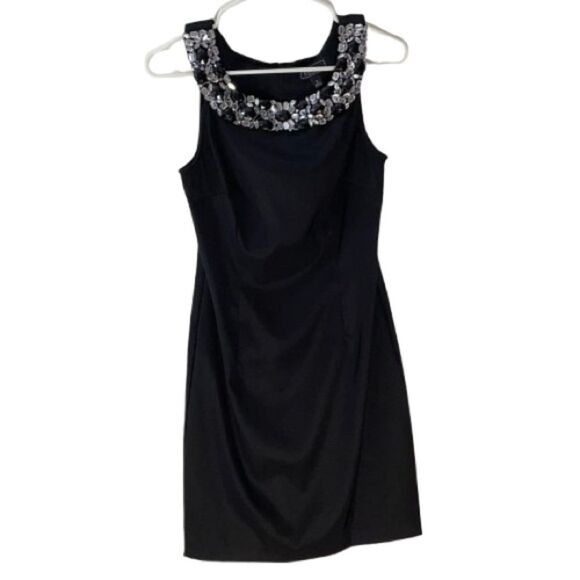 Black Cocktail Dress Size 6 Sleeveless Rhinestone Accents Dressbarn Collections - Picture 1 of 10